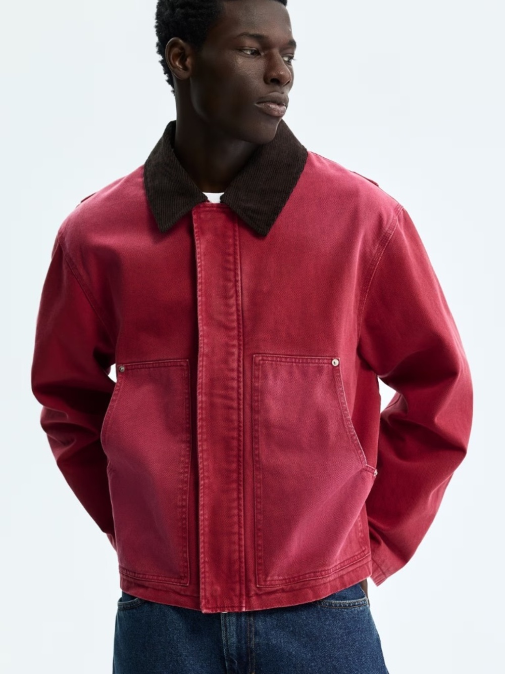 NWT H&M Red Short Workwear Jacket Men’s Hudson Williams SNL Size XS